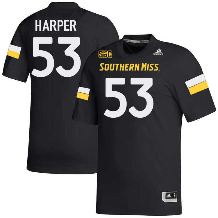 Southern Miss Golden Eagles #53 Joseph Harper Football Jersey Stitched-Black